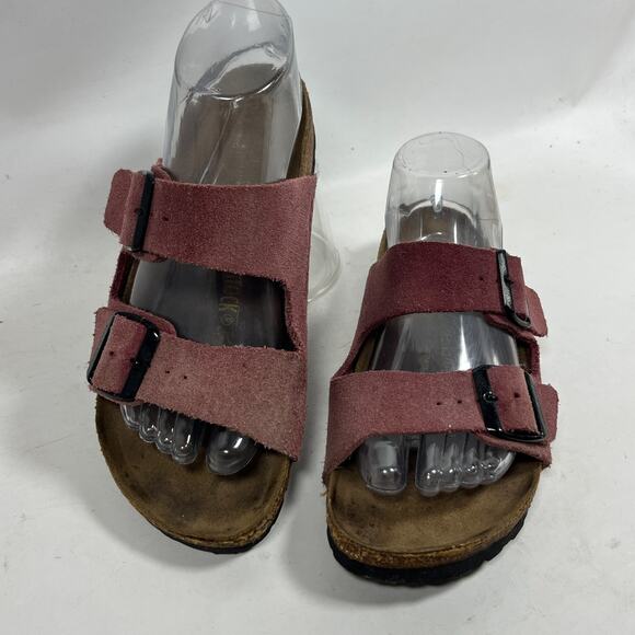 BIRKENSTOCK Sandals 38 L7 M5 Arizona Velvety Suede Leather Zinfandel Red - Picture 6 of 15